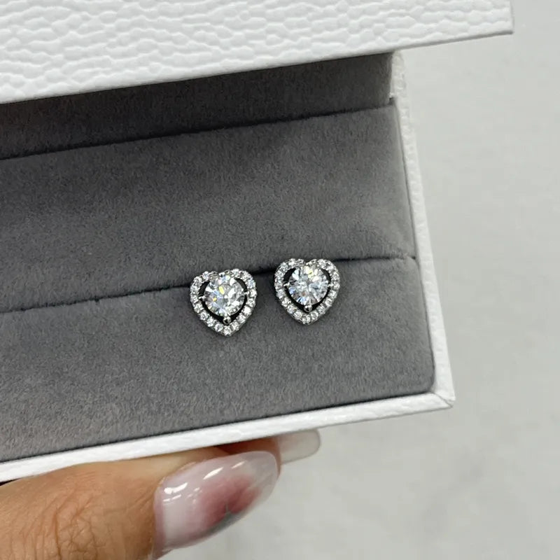💖 925 Sterling Silver Heart Stud Earrings