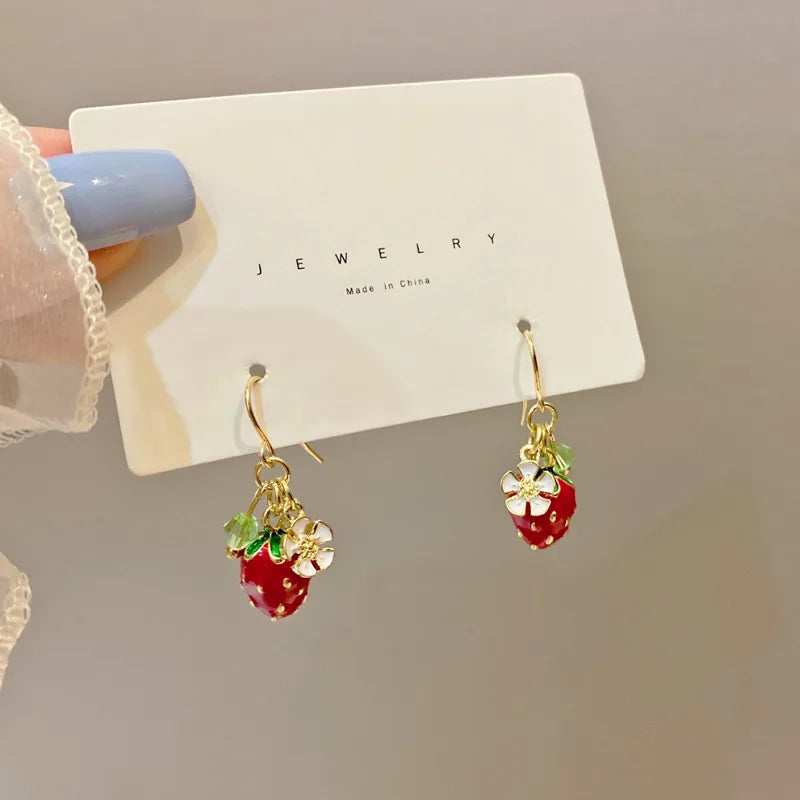 🍓 Strawberry Blossom Drop Earrings 🌼✨B2F1