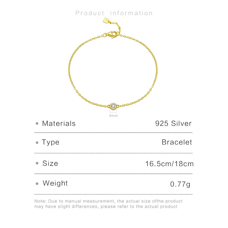 ✨ 18K Gold Plated Sterling Silver Diamond Bracelet