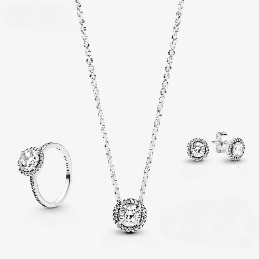 ✨ Classic Halo Stud Earrings – Timeless Silver Sparkle 🤍