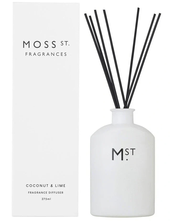 🥥 Coconut & Lime 275ml Fragrance Diffuser – Moss St. Fragrances 🍋🌴✨ - Zesty, creamy
