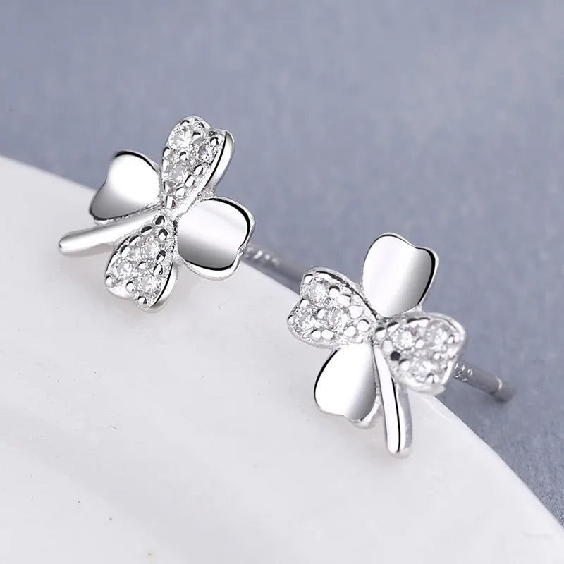 Sterling Silver Lucky Clover Stud Earrings 🍀✨
