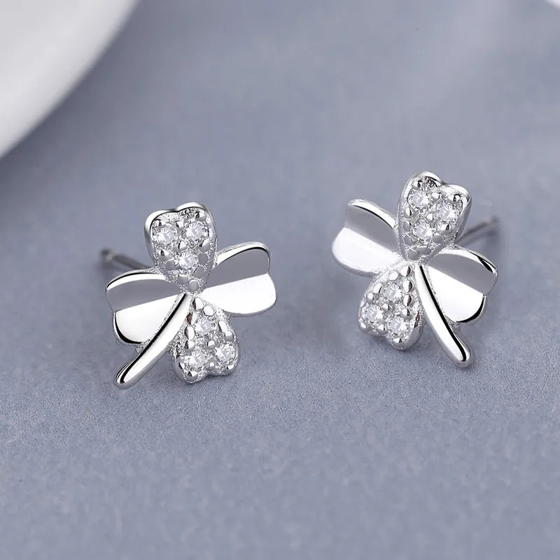 Sterling Silver Lucky Clover Stud Earrings 🍀✨