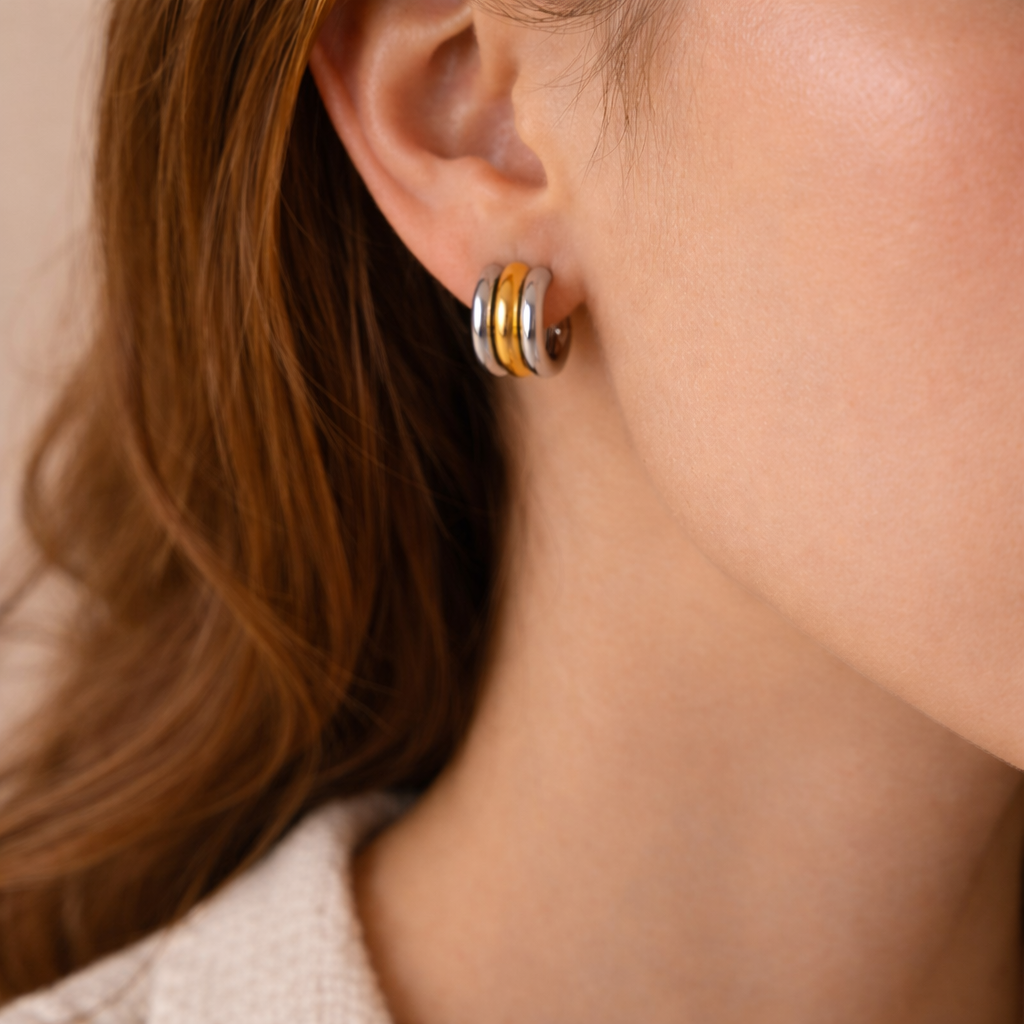 Two-Tone Luxe Huggie Earrings ✨