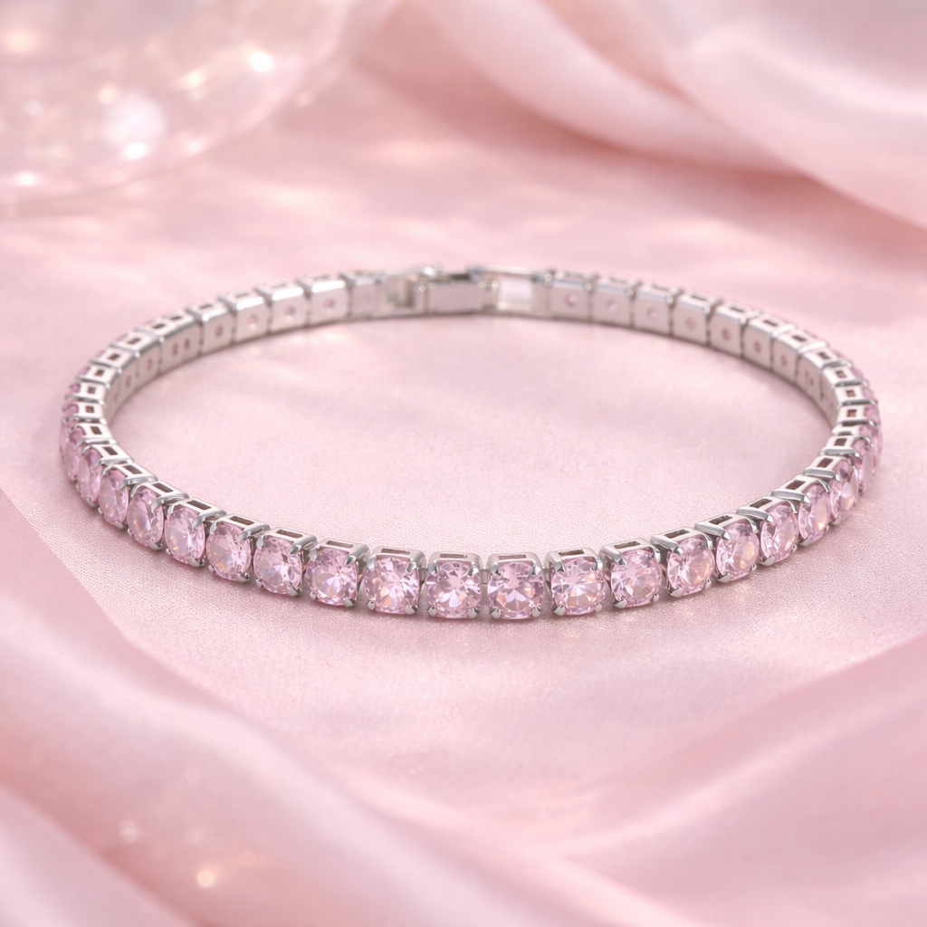 Luxury Pink Crystal Tennis Bracelet 💖