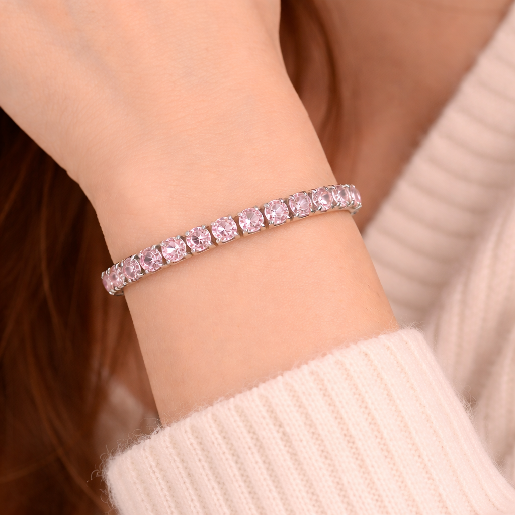 Luxury Pink Crystal Tennis Bracelet 💖