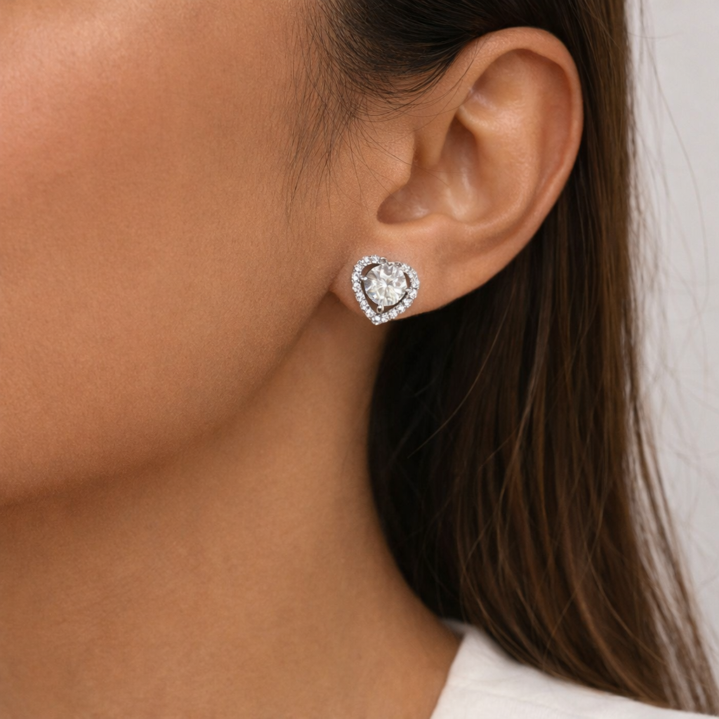 💖 925 Sterling Silver Heart Stud Earrings