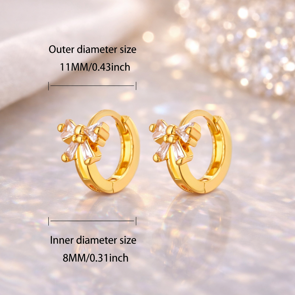 18K Gold Plated Stainless Steel Bow Huggie Earrings ✨B2F1