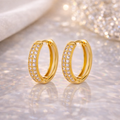 ✨ 18K Gold Plated Stainless Steel Pavé Huggie Hoop Earrings B2F1