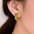 ✨ 18K Gold Plated Leaf Huggie Earrings