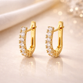 18K Gold Plated Crystal Huggie Earrings B2F1