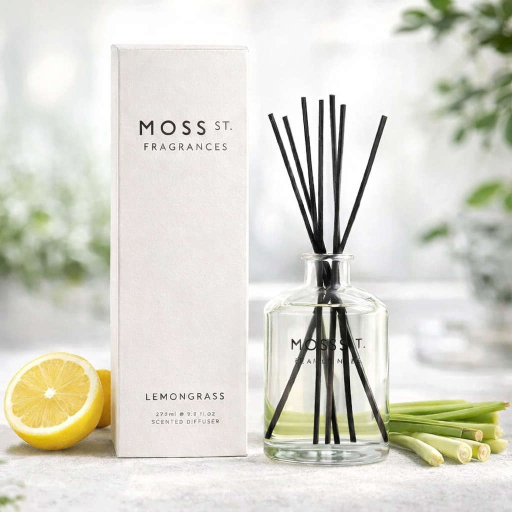 🍋 Lemongrass 275ml Reed Diffuser – Moss St. Fragrances 🌿✨ - Clean, citrusy, uplifting