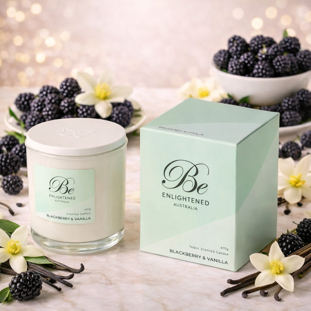 🫐 Blackberry & Vanilla Triple Scented Candle – 2 Wick 420g by Be Enlightened ✨🕯️🍦 - Sweet, smooth, sensually rich