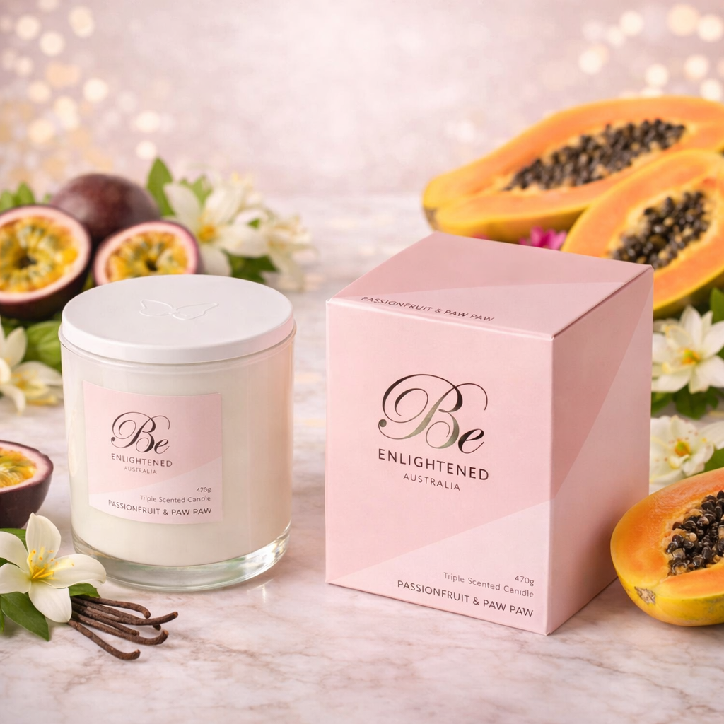 🥭 Passionfruit & Paw Paw Triple Scented Candle – Be Enlightened 🍈✨🕯️ - Fruity, exotic