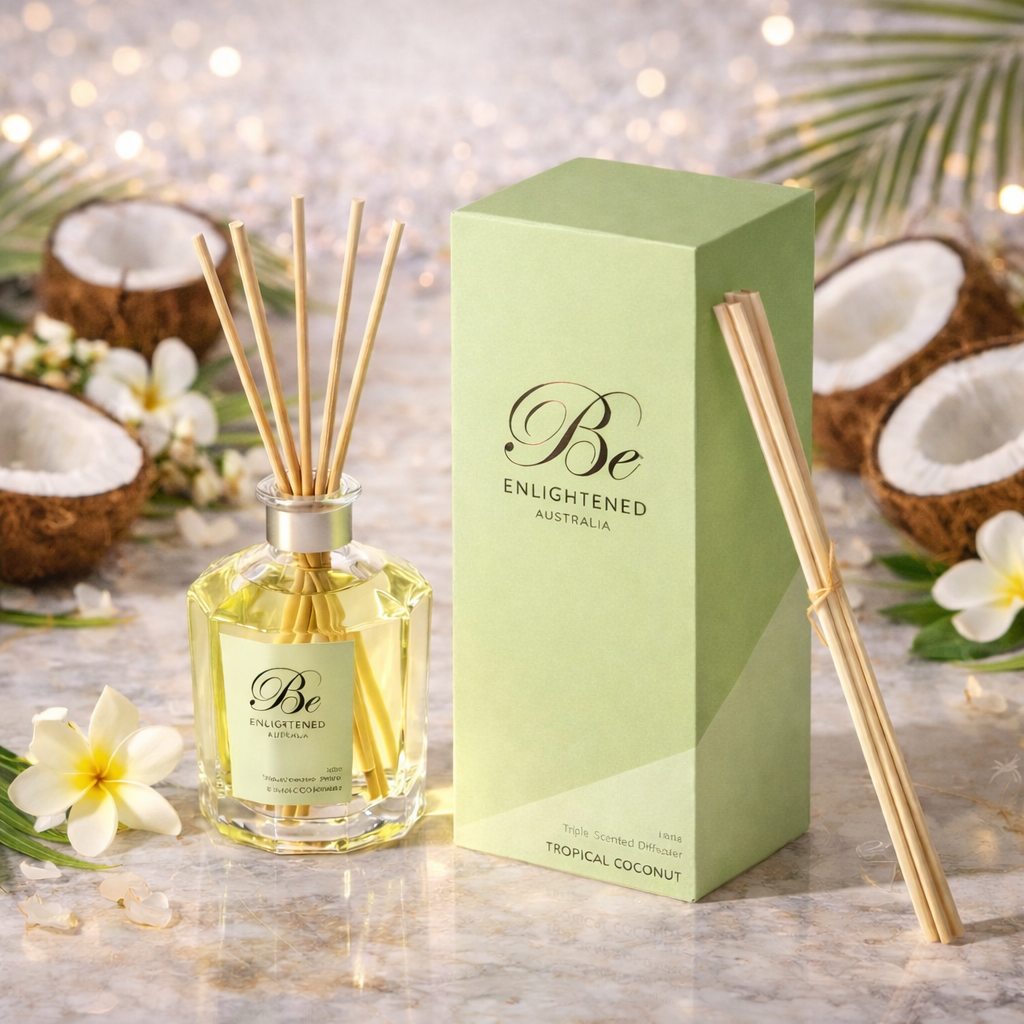 🥥Tropical Coconut Triple Scented Diffuser 280ml Be Enlightened 🌴✨ - Warm, creamy