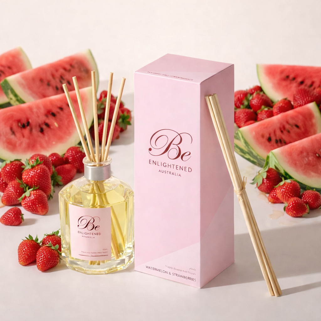🍉🍓 Watermelon & Strawberries Triple Scented Diffuser 280ml Be Enlightened ✨🌸 - Fruity, fun