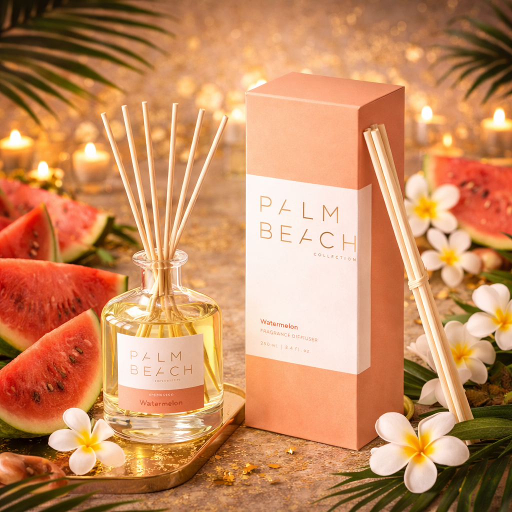 🍉 Watermelon Reed Diffuser 250ml – Palm Beach ☀️🌿- Fruity, clean, fresh