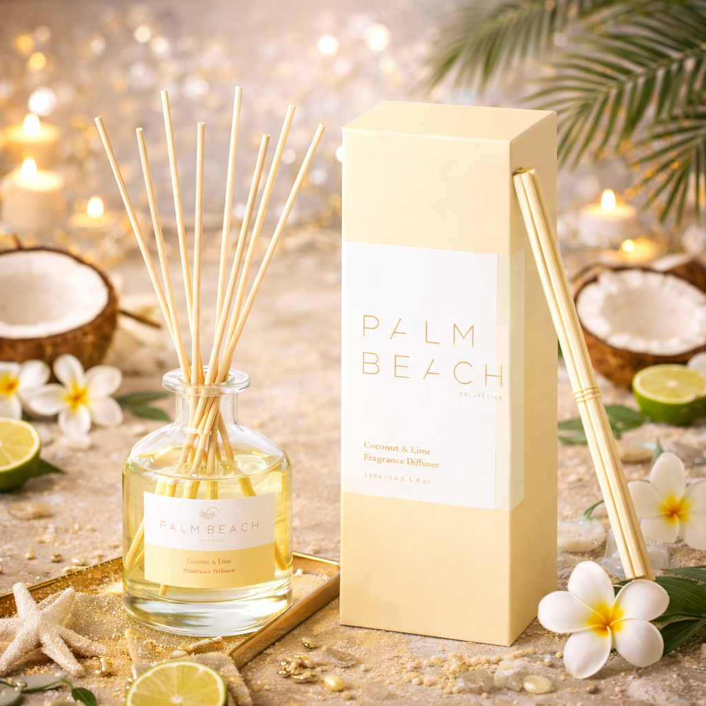 🥥 Coconut & Lime Diffuser 250ml – Palm Beach 🍋🌴- Bright, beachy, fresh
