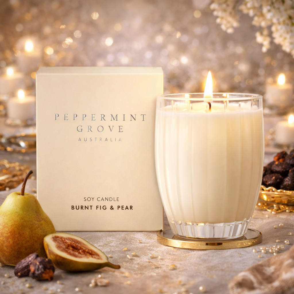 Burnt Fig & Pear Soy Candle 370g Peppermint Grove 🍐🔥- Warm, sweet, subtly spiced