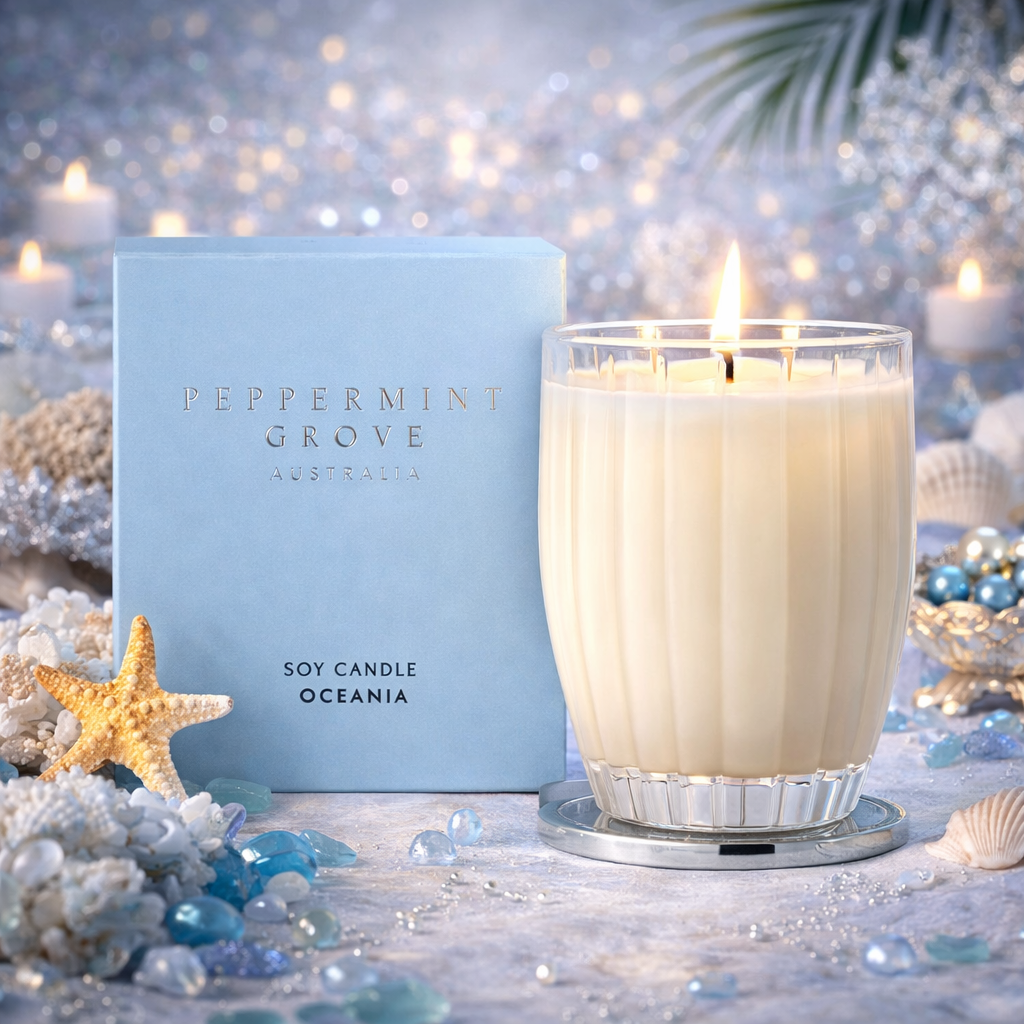 Peppermint Grove Oceania Soy Candle 370g - Cool, coastal, and serene🌊💙🕯️
