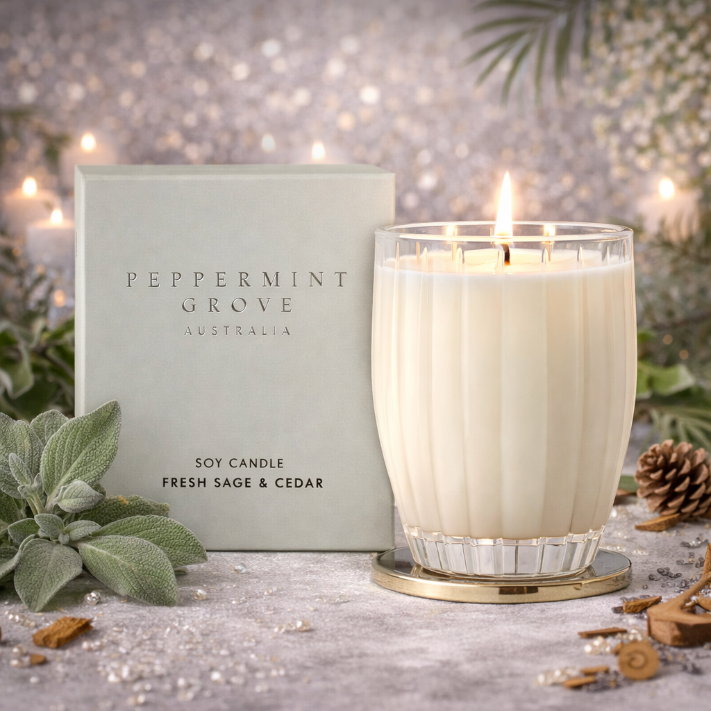 Peppermint Grove Fresh Sage & Cedar Soy Candle 370g 🌿🪵🕯️
