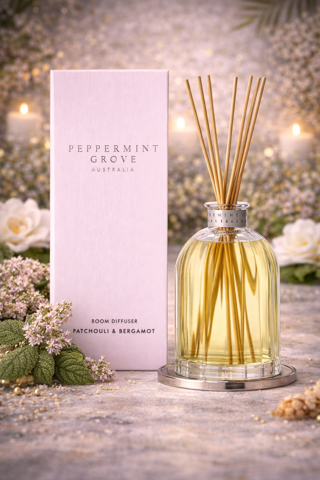 Patchouli & Bergamot Fragrance Diffuser 350ml Peppermint Grove 🌿🕯️- Earthy, citrusy, soothing