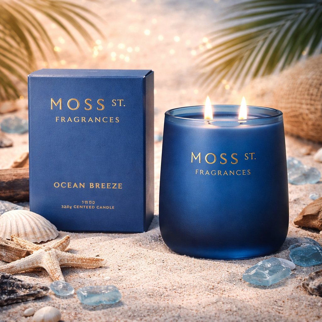 🌊 Ocean Breeze 320g Soy Candle Moss St. Fragrances 🌬️🕯️- Clean, cool, revitalising