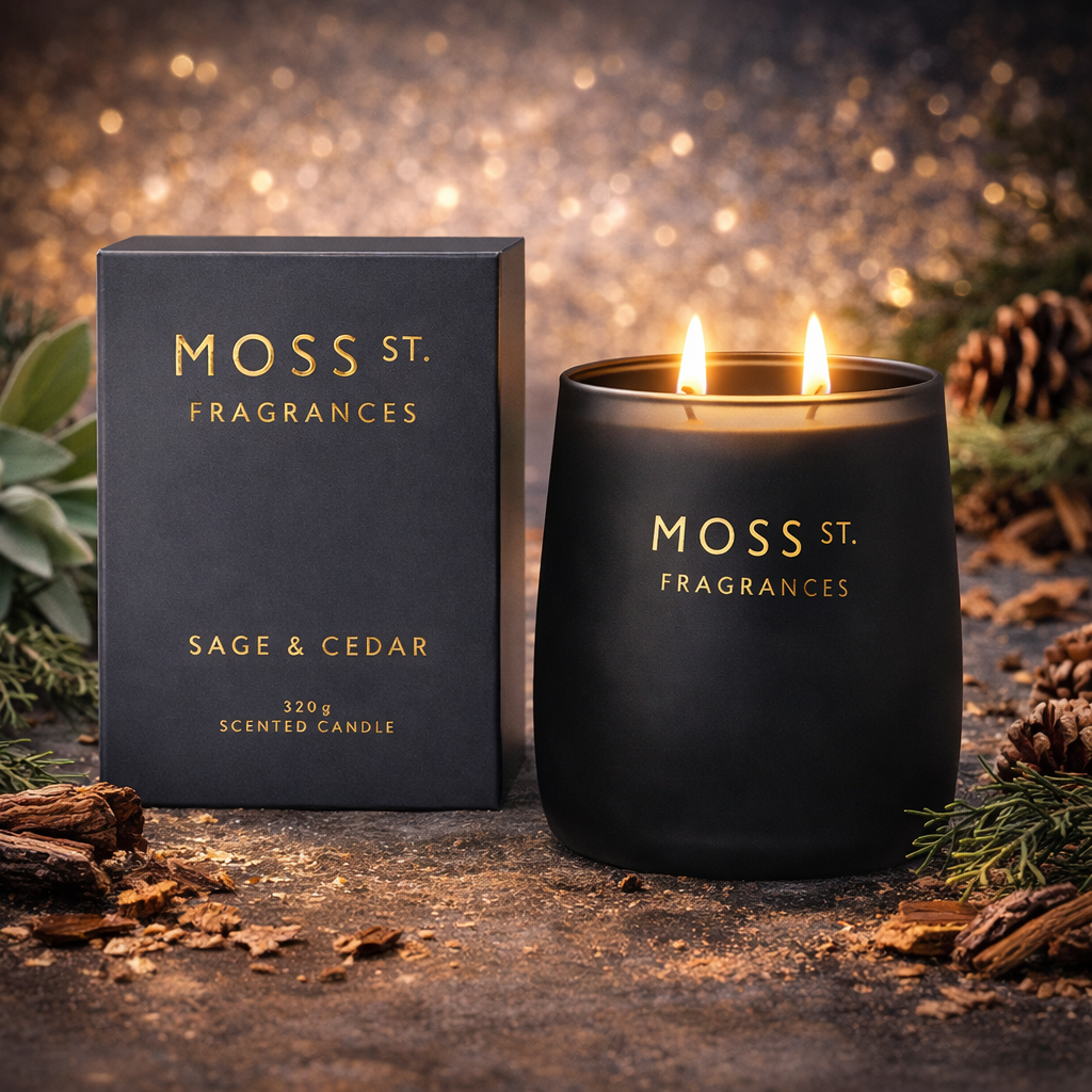 🌿Sage & Cedar 320g Soy Candle – Moss St. Fragrances 🌿🪵🕯️- Clean, green, deeply soothing
