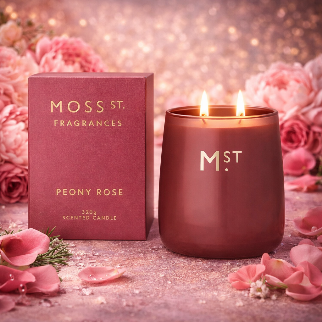 🌸Peony Rose 320g Soy Candle Moss St. Fragrances🌹🕯️- Sweet, floral, graceful
