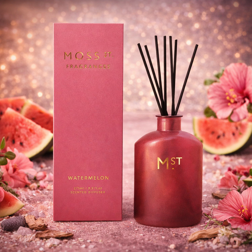 🍉Watermelon Reed Diffuser 275ml - Moss St Fragrances 💫🌿 Cool, fruity, and fresh