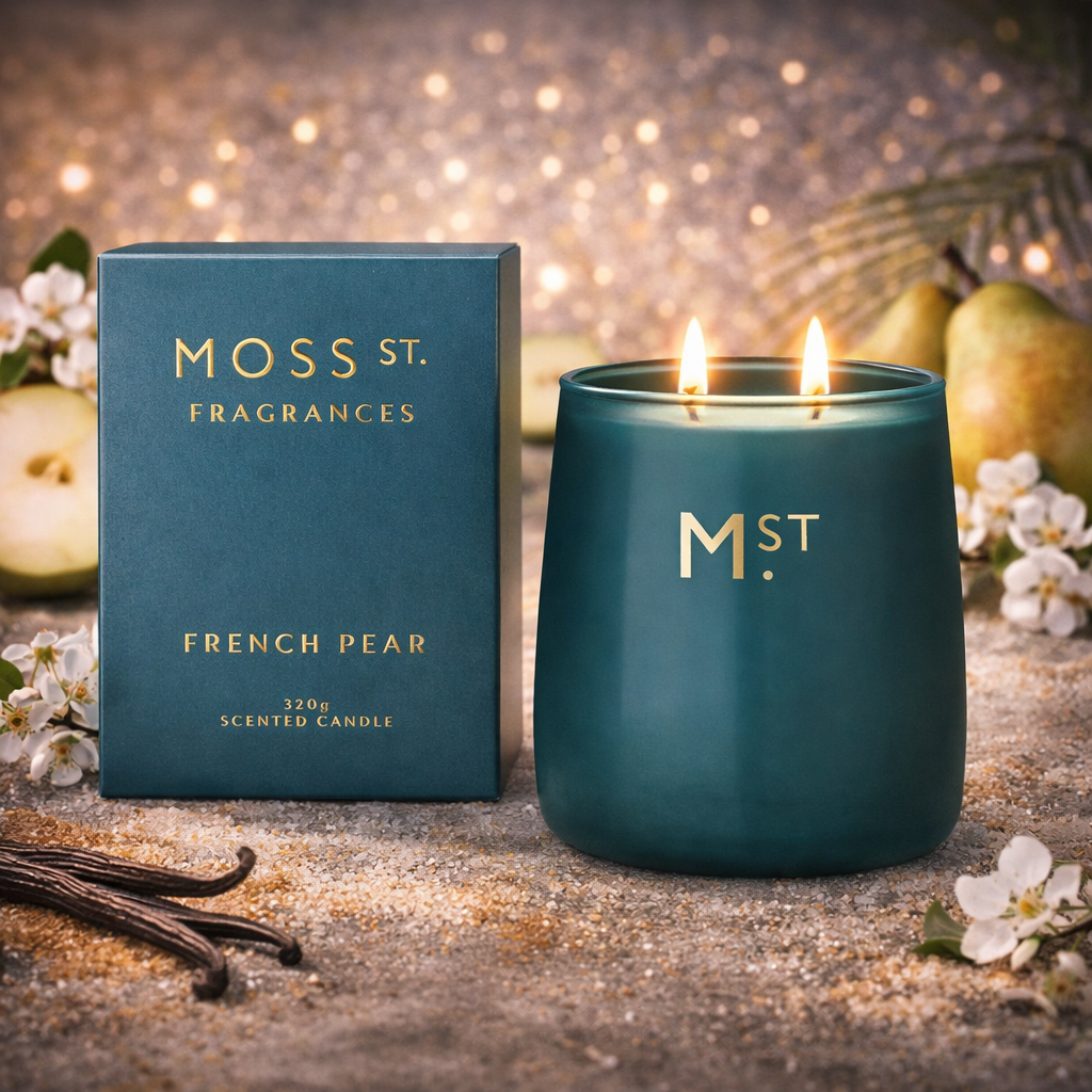 🍐 French Pear 320g Soy Candle Moss St. Fragrances 🌸🕯️ - Elegant, fruity, comforting