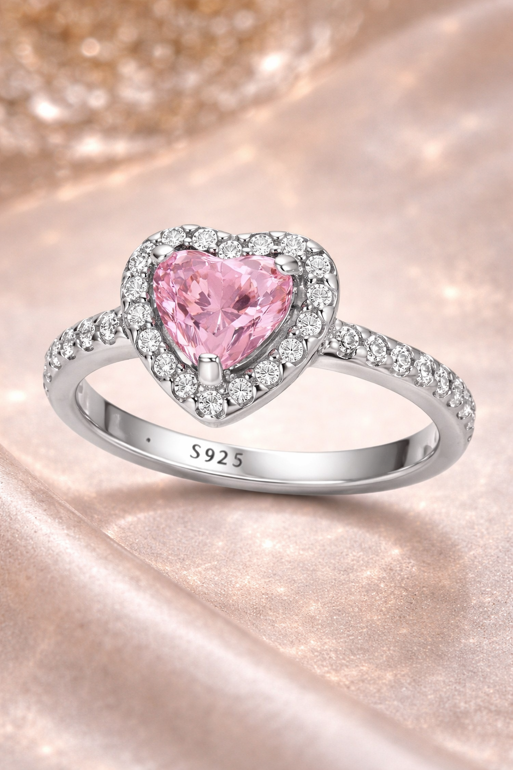 ✨ Pink Heart Stud Earrings – Sterling Silver Sparkle 💖