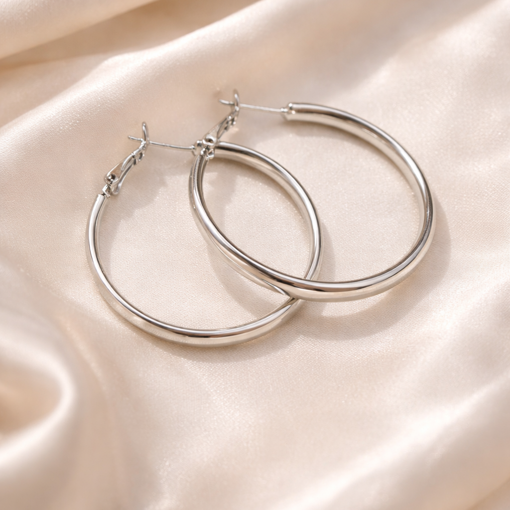 Classic Large Silver Hoop Earrings – Timeless Everyday Elegance ✨