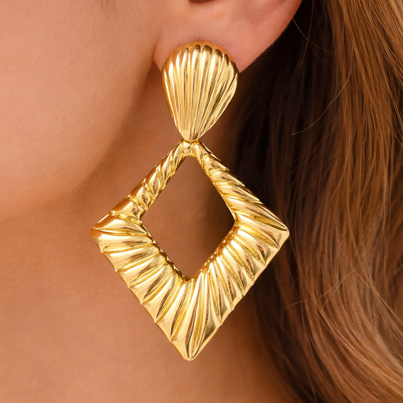 Bold Gold Geometric Statement Earrings ✨💛