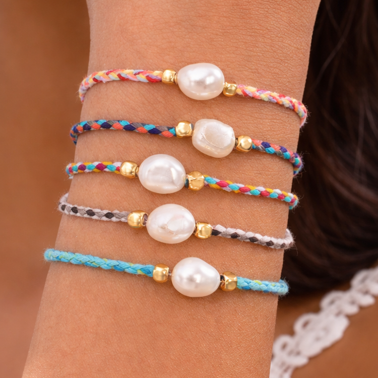 Colorful Braided Pearl Bracelet 🌊🤍
