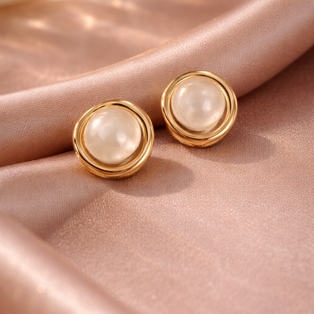 Mother of Pearl Gold Stud Earrings 🤍✨
