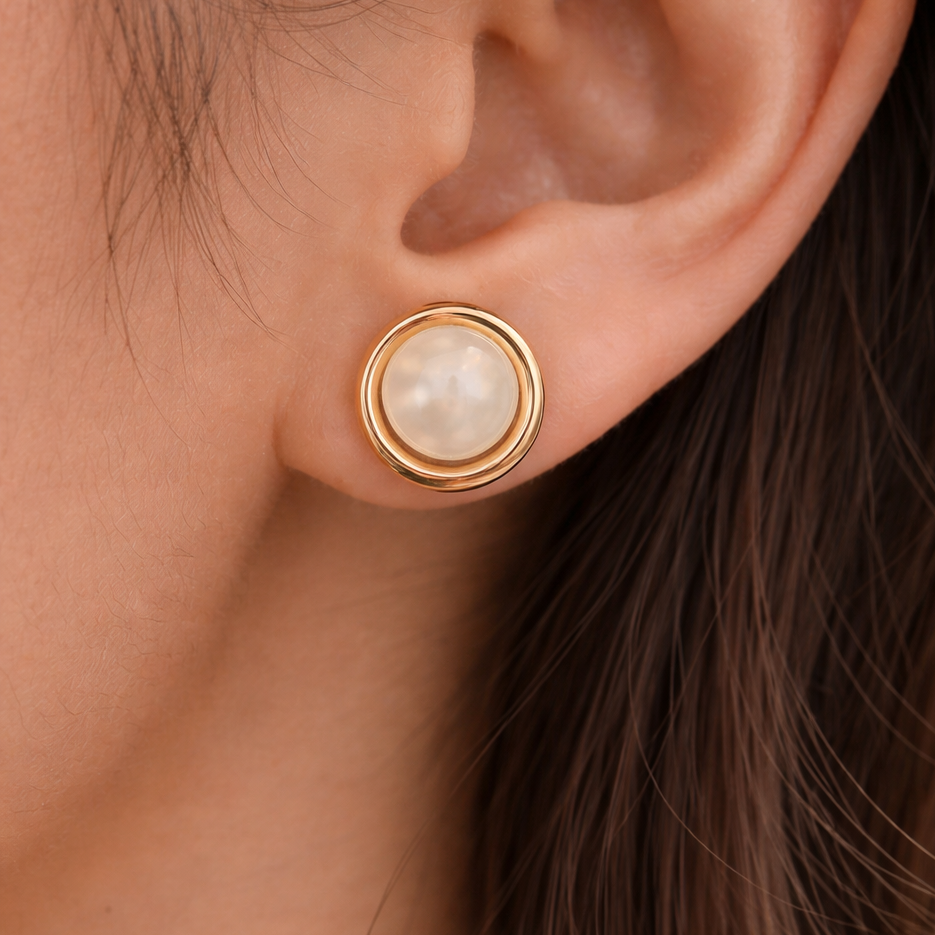 Mother of Pearl Gold Stud Earrings 🤍✨