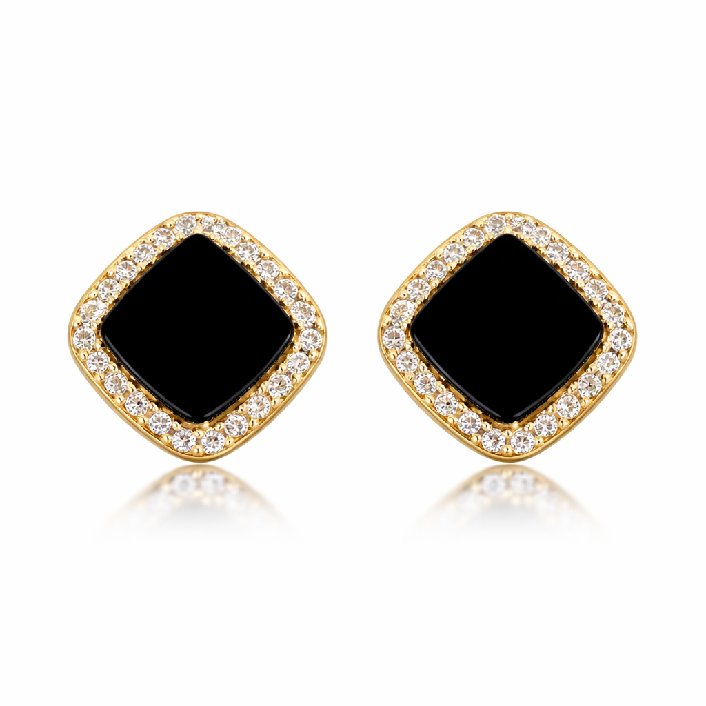 Black Onyx Square Stud Earrings 🖤✨B2F1