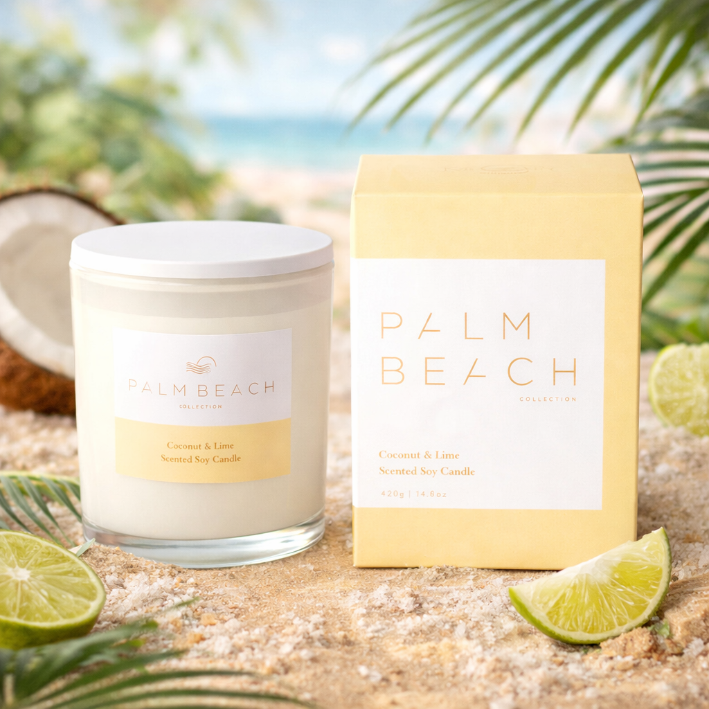 🥥 Coconut & Lime Candle 420g – Palm Beach 🍋☀️🕯️- Zesty, creamy