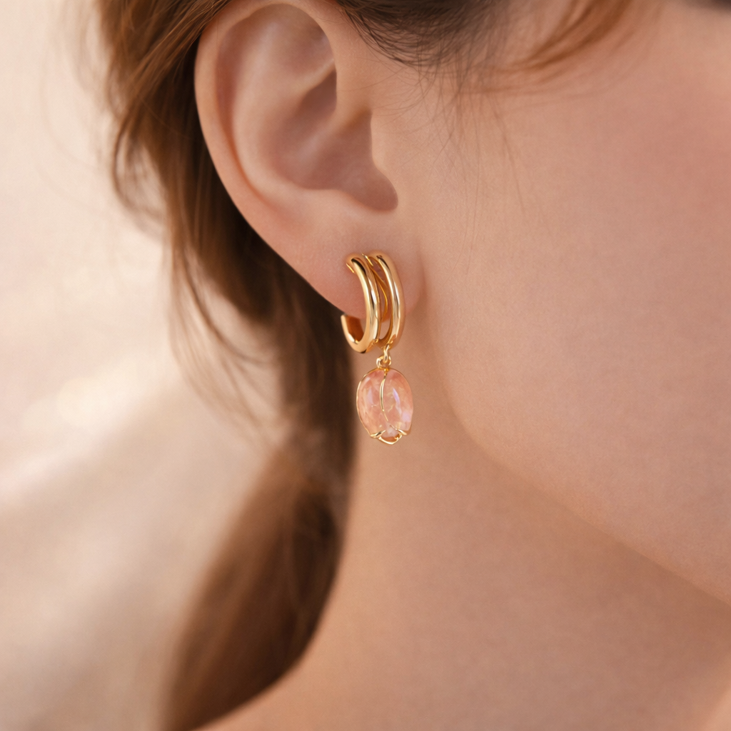 Blush Drop Huggie Earrings 💖 B2F1