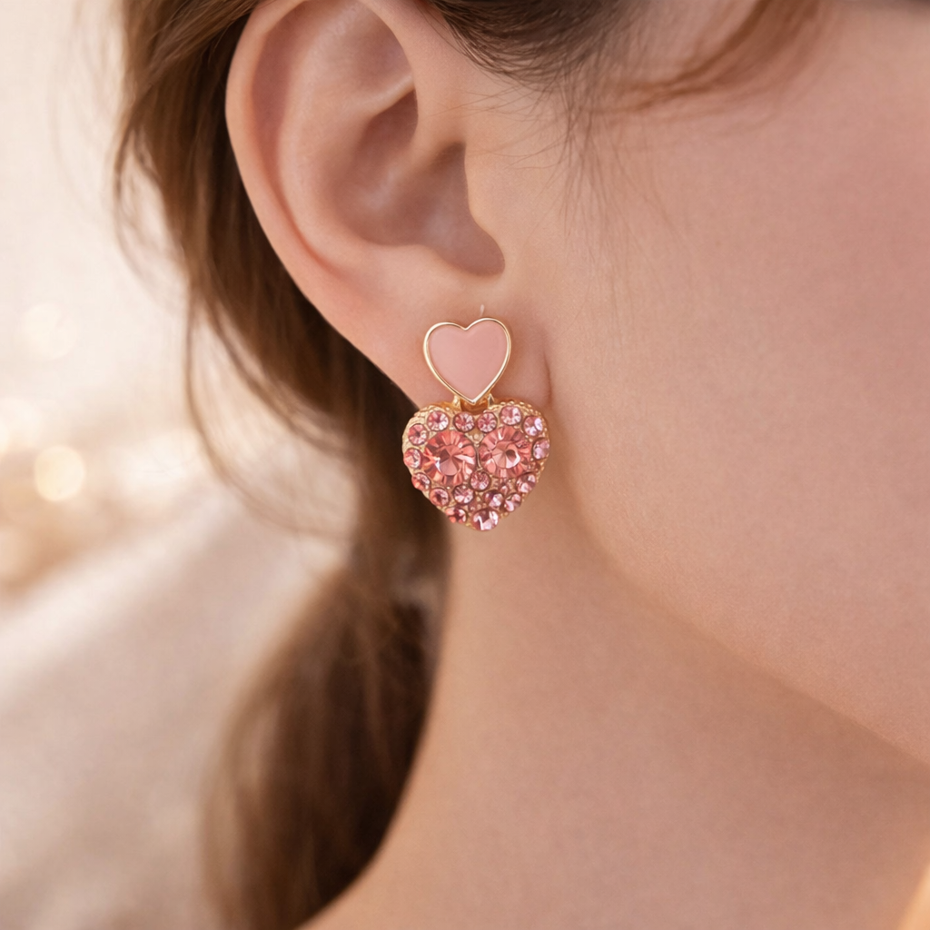 Blush Crystal Heart Earrings 💗✨B2F1