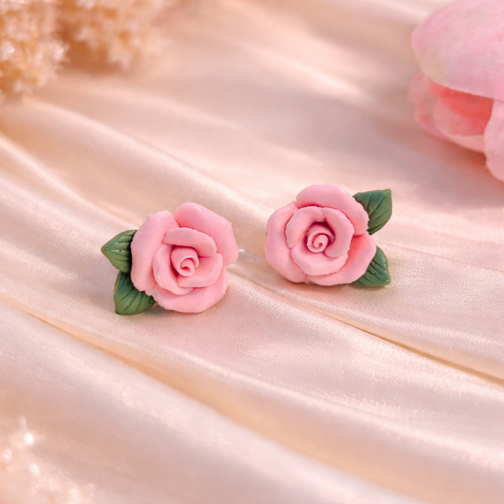 Pink Rose Stud Earrings 🌹B2F1
