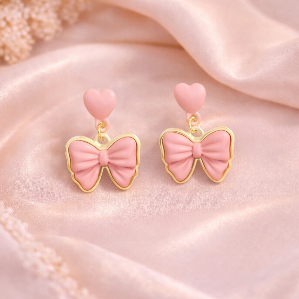 Blush Bow Heart Drop Earrings 💗✨B2F1