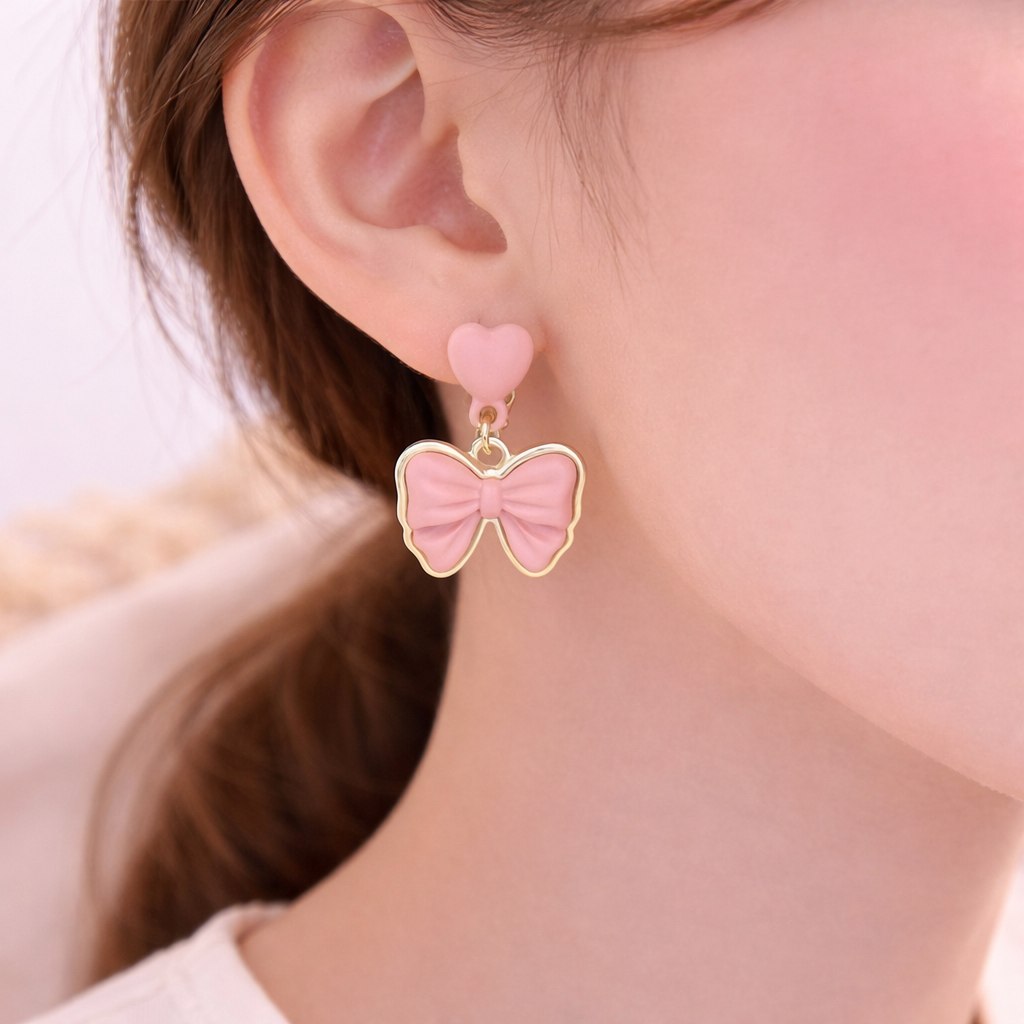 Blush Bow Heart Drop Earrings 💗✨B2F1