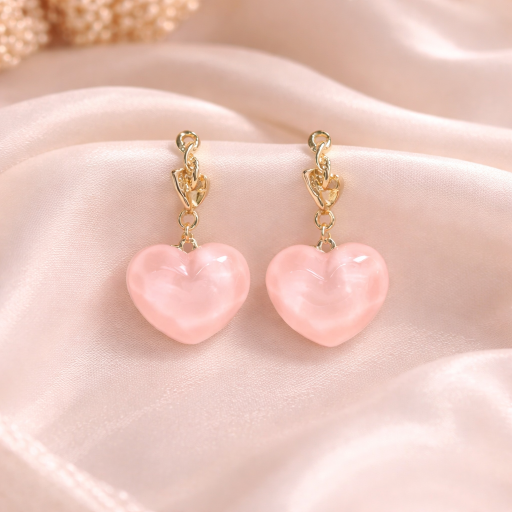Rose Quartz Heart Drop Earrings 💕✨B2F1