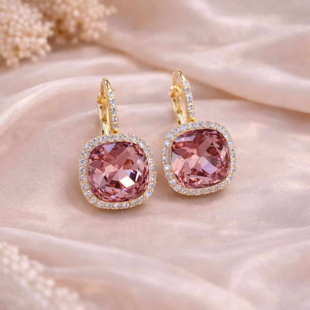 Blush Cushion Crystal Drop Earrings ✨B2F1
