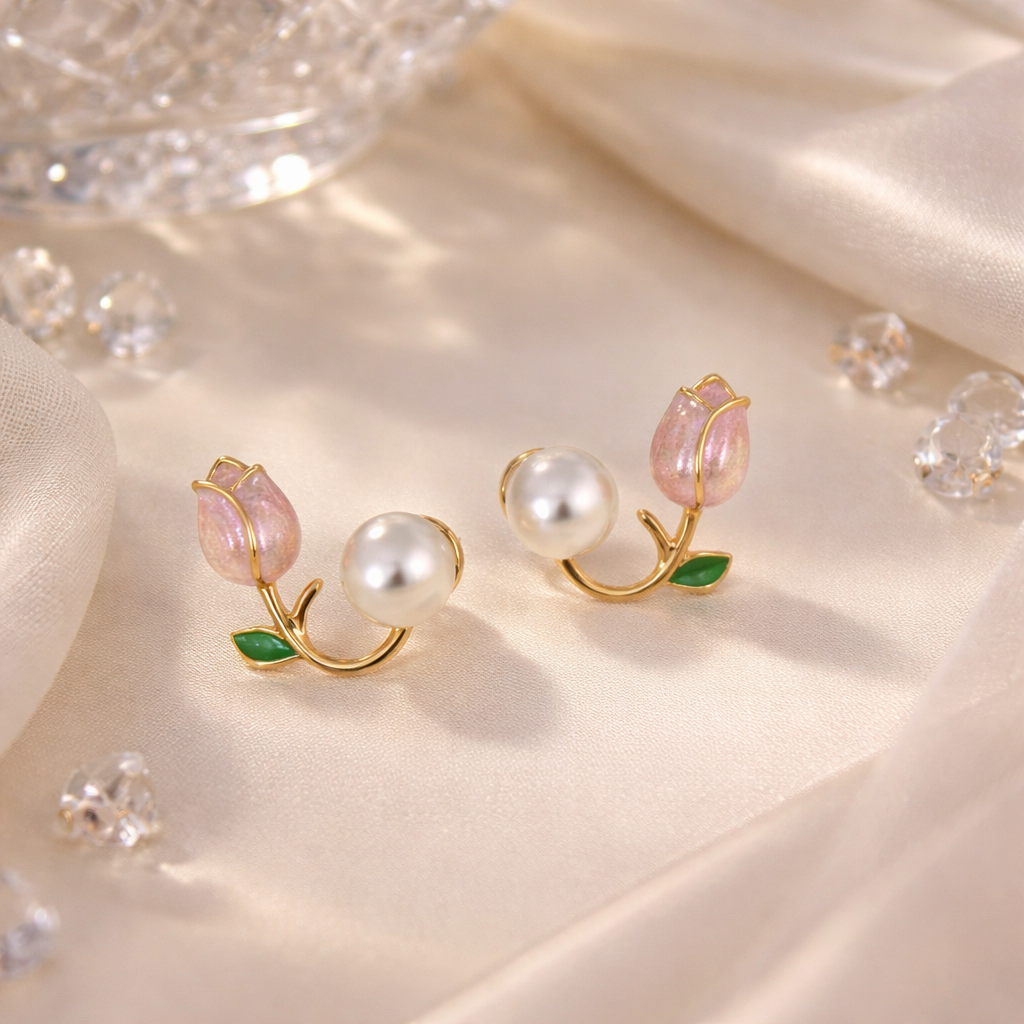 Blossom Pearl Tulip Earrings 🌷✨B2F1