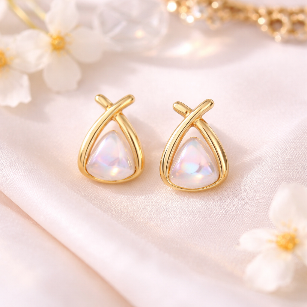 Iridescent Pearl Teardrop Stud Earrings 💎