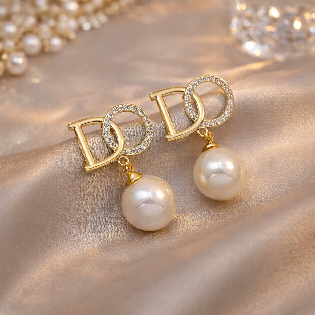 Luxury Pearl Letter Drop Earrings ✨