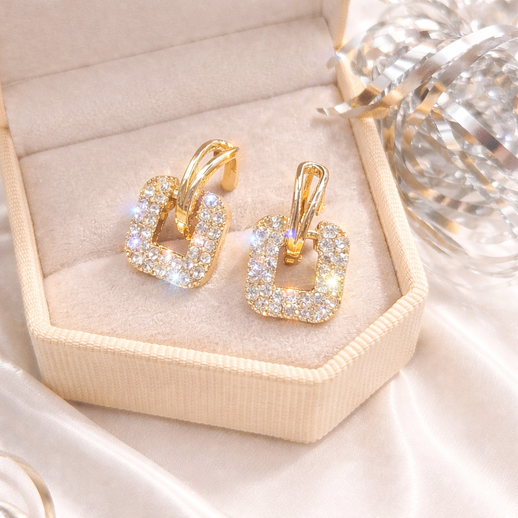 ✨ Luxury Sparkle Square Drop Earrings 💎B2F1
